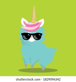 llama unicorn design vector illustration