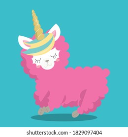 llama unicorn design vector illustration