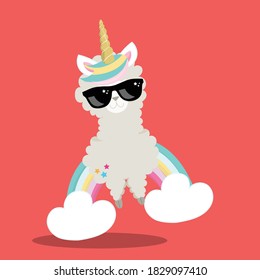 llama unicorn design vector illustration