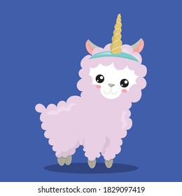 llama unicorn design vector illustration