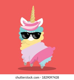 llama unicorn design vector illustration