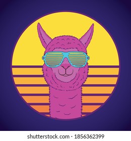 Llama en el concepto de onda de vapor. Ilustración vectorial