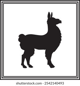 Llama vector black silhouette. wildlife animal illustration