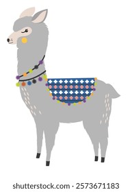 Llama vector illustration. Cute llama cartoon clipart, animal in flat style. Farm animals concept, rural farming. Livestock animal llama vector design isolated on white background, 