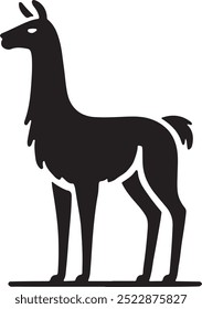 Silhueta Vetorial Llama, Ilustração Llama, Arte Llama Mão Desenhada Linha Art.