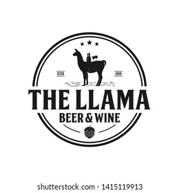 The llama vintage logo, beer and wine company
