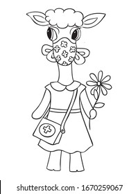 LLama wearing face mask. Cute illustration of llama - doctor. Vector illustration for concept quarantine and illness treatment coronavirus. Illustration for pediatrician or pediatric ward hospital.
