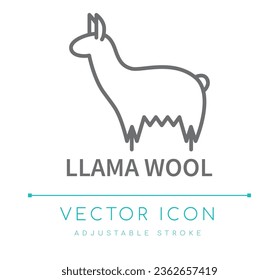 Llama Wool Textile Vector Line Icon