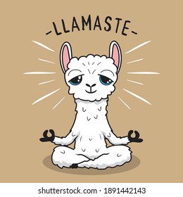 Llama Yoga Cartoon Alpaca Meditation Llamaste