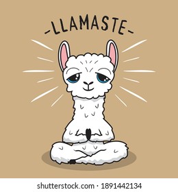 Llama Caricatura de yoga Cute Alpaca Meditación Llamaste