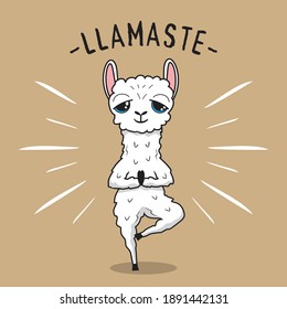 Llama Yoga Cartoon Llamaste Alpaca Meditation