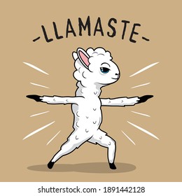 
Llama Yoga Cartoon Llamaste Stretching Cute Alpaca