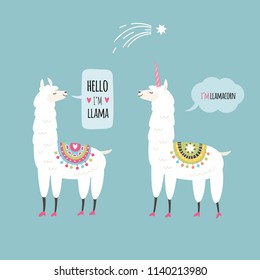 llamas illustration, cards design