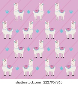 llamas perubian animals characters pattern