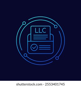 LLC icon, Limited Liability Company documents in folder, linear design