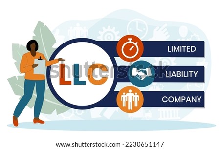 LLC - Limited liability company acronym. business concept background. vector illustration concept with keywords and icons. lettering illustration with icons for web banner, flyer, landing page