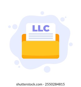 LLC, documentos da Sociedade de Responsabilidade Limitada no ícone de pasta