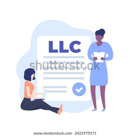 LLC, Limited Liability Company vector illustration with people