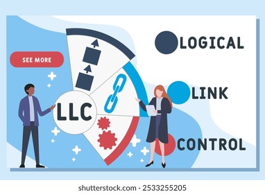 LLC - logical link control acronym. business concept background. vector illustration concept with keywords and icons. lettering illustration with icons for web banner, flyer, landing pag