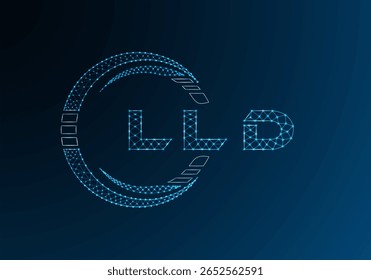 LLD Low-Poly-Buchstaben-Logo, Vektordesign. LLD-Logo-Design mit niedrigem Poly. Low-Poly-Logo