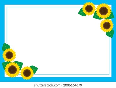Llight blue frame material with sunflowers