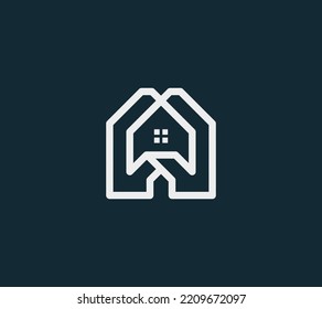 A lline art initail base home fox logo business type.