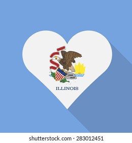 llinois heart flag flat style with long shadow. Patriotic design. Vector EPS10
