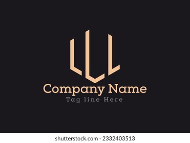 LLL letter logo design with polygon shape. LLL polygon logo monogram in gold colour.