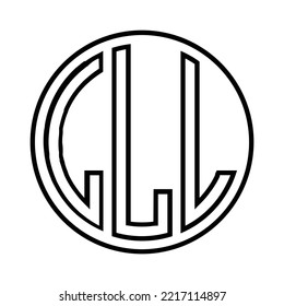 LLL three-letter circle iconic logo design vector template, monogram, abstract, wordmark, letter mark, business, typography, flat, minimalist, brand, initial letter logo, symbol, geometric,  isolated,
