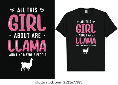 Lllama drama llama cool llama llamas animal typography graphics tshirt design