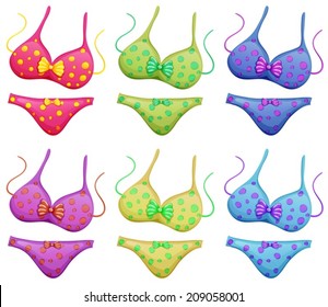 lllustration of the bikini outfits on a white background