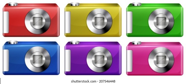 lllustration of the digital cameras on a white background