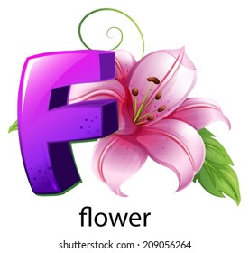 lllustration of a flower and a letter F on a white background