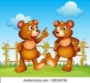 lllustration of the happy faces of two bears