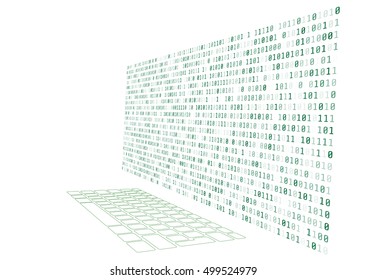 lllustration of high tech keyboard and monitor with binary number