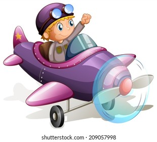 lllustration of a purple vintage plane on a white background