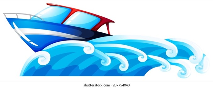 lllustration of a ship at the beach on a white background