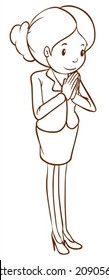 ilustración de un boceto simple de una azafata sobre un fondo blanco