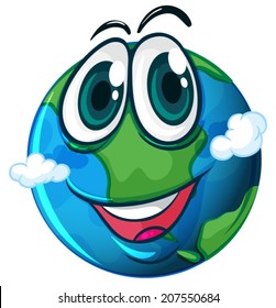 lllustration of a smiling planet Earth on a white background