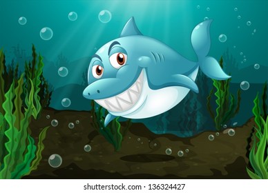 lllustration of a smiling shark