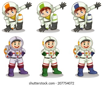 lllustration of the young astronauts on a white background