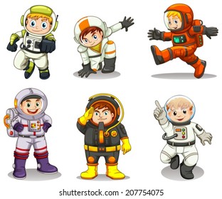 lllustration of the young explorers on a white background