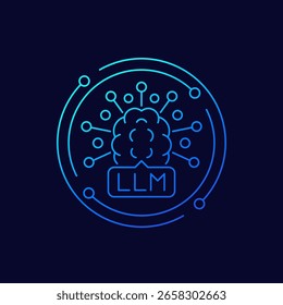 LLM-Icon, Large Language Model, Artificial Intelligence und Machine Learning Lineares Design