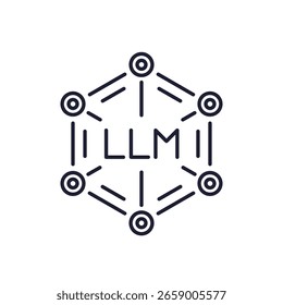 LLM-Symbol, Large Language Model und AI Technology Line Design