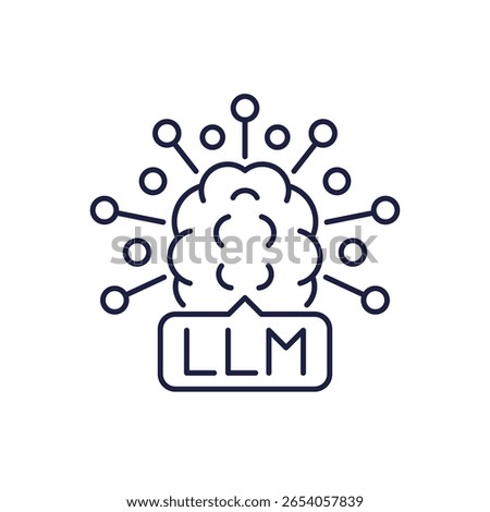 LLM icon, Large Language Model and Artificial Intelligence technology line design