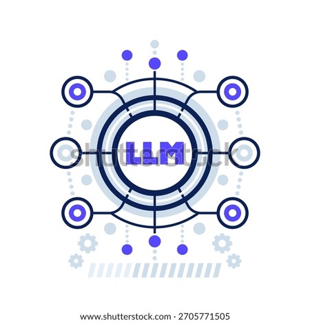 LLM, Large Language Model and AI technology vector illustration