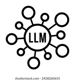 LLM or large language model with neural networks line art vector icon for apps and websites