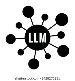 LLM or large language model with neural networks flat vector icon for apps and websites