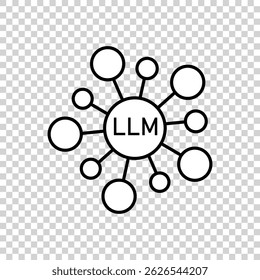 LLM of groot taalmodel met neurale netwerken lijn art vector pictogram voor apps en websites Moderne technologie, neurowetenschappen, kunstmatige intelligentie.