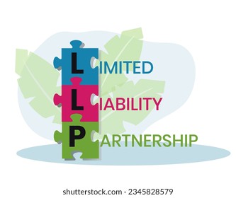 LLP, Limited Liability Partnership. Concept with keywords, people and icons. Flat vector illustration. Isolated on white background.